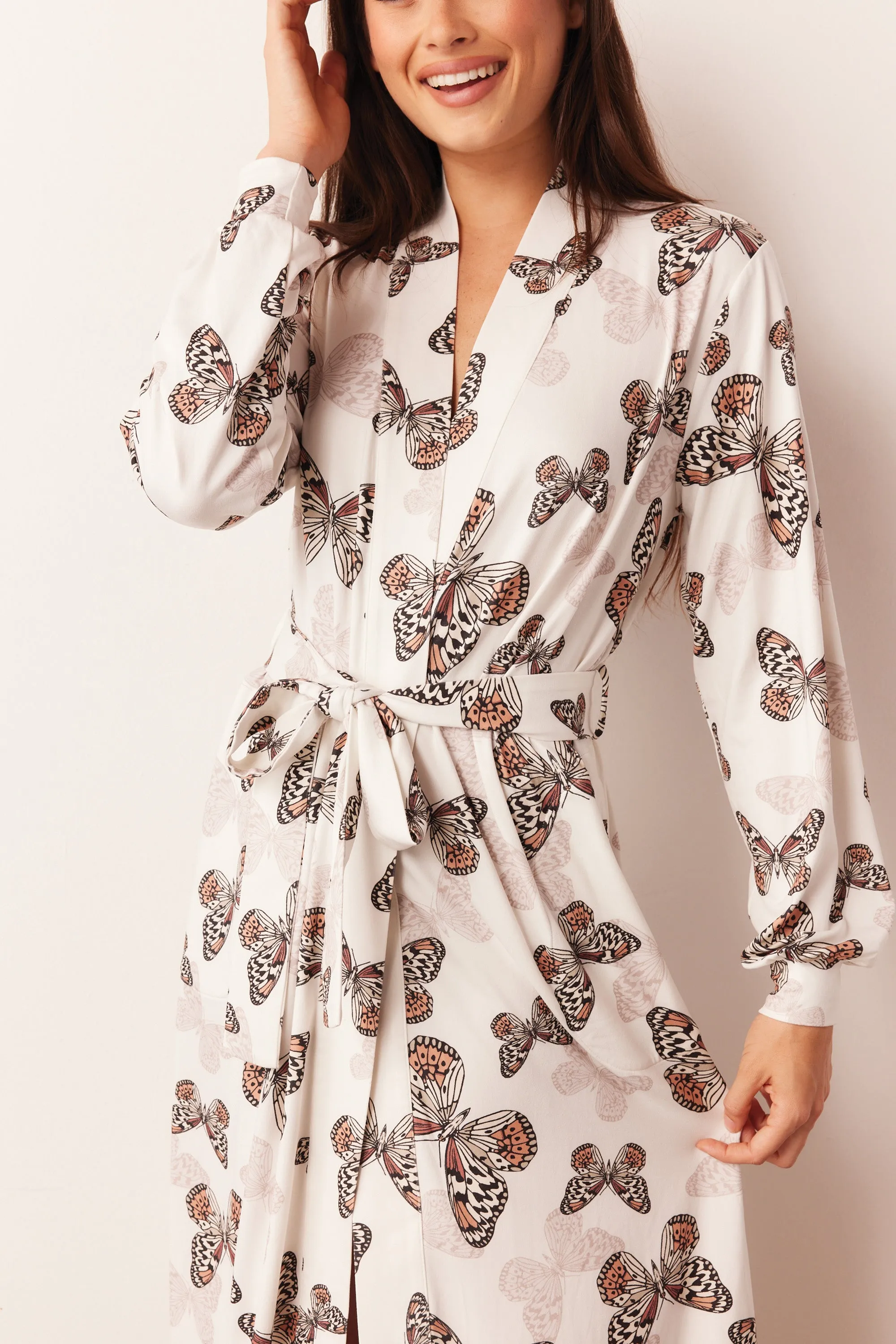 Skyler Banded Long Robe | Mariposa