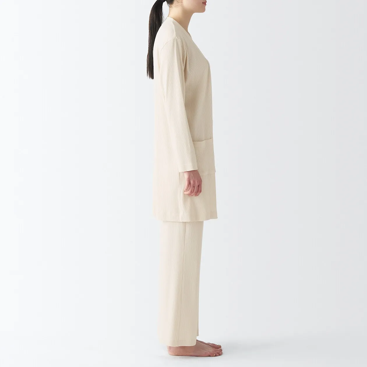 Smooth Ribbed Long Cardigan