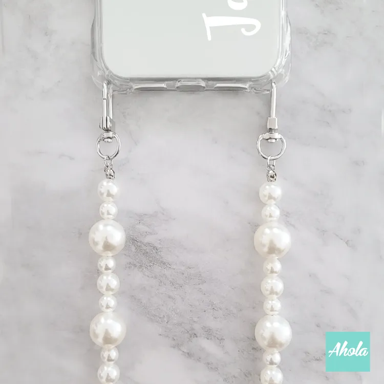 【Sonix】Faux Pearl Beads Crossbody TPU Transparent Phone Case 人造珍珠四角掛頸透明電話軟殼