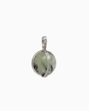 Spinning Globe Stone Pendant with Reef Texture - Prehnite