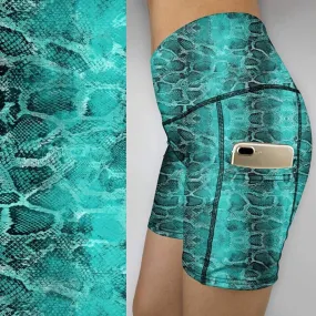 Teal Snakeskin print    Bike  Gym shorts  BSD-01