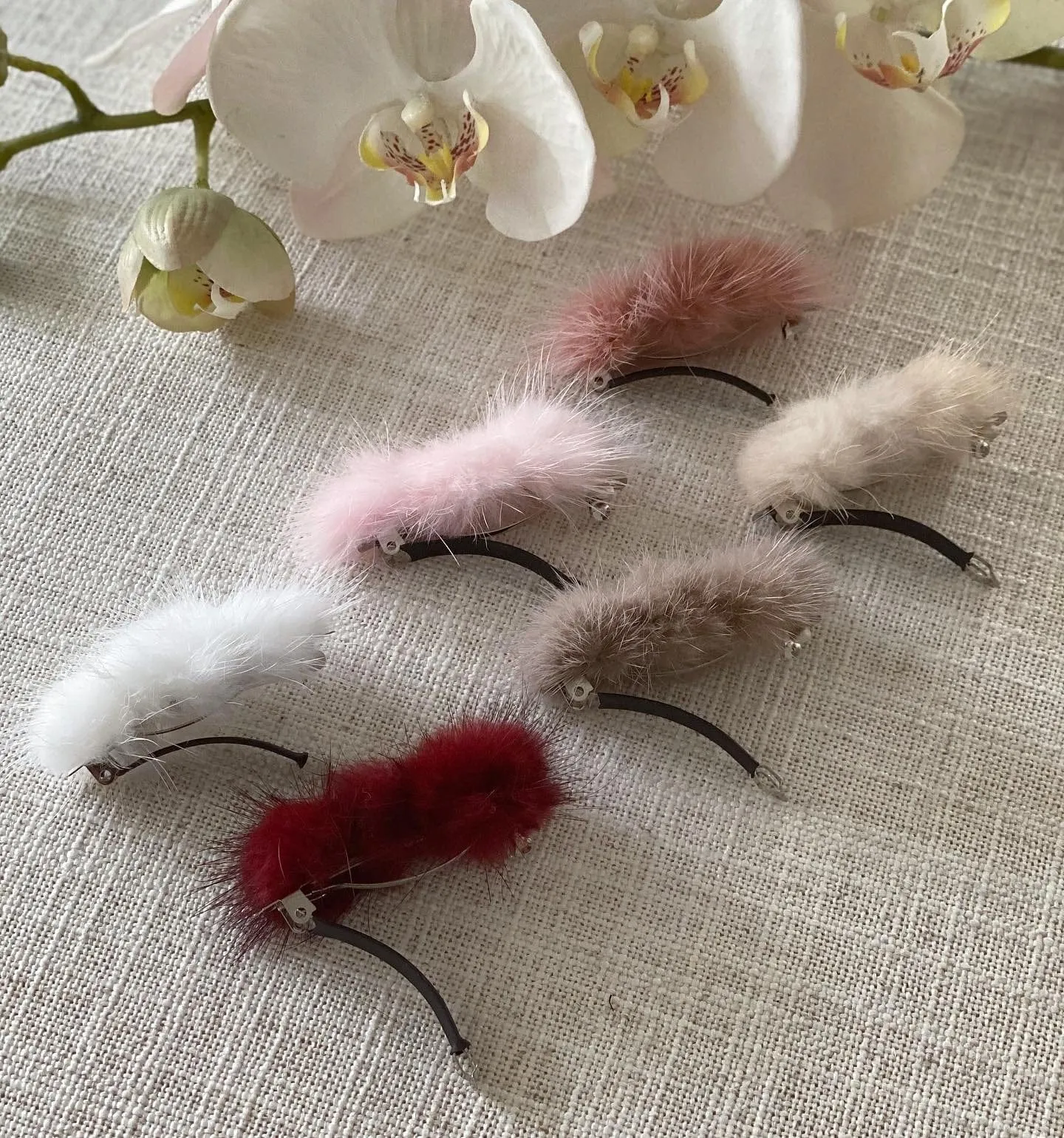 Triple Mink Pom Hair Clip