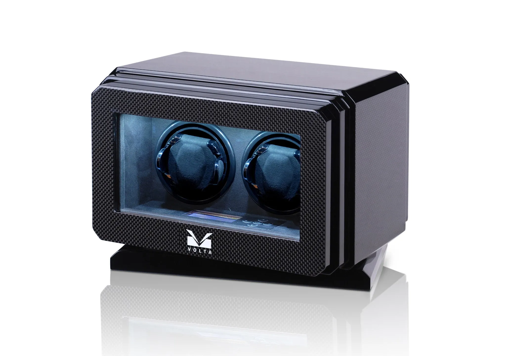 Volta Carbon Fiber Double Watch Winder with Rotation Base