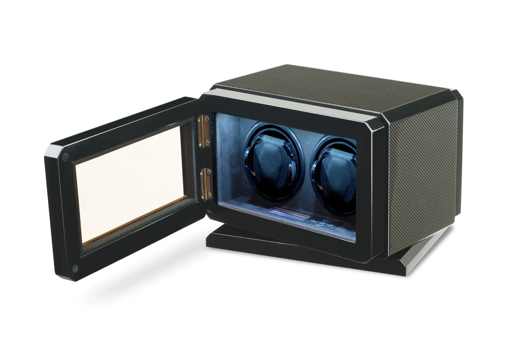 Volta Carbon Fiber Double Watch Winder with Rotation Base