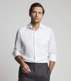 White Linen Single Cuff Shirt