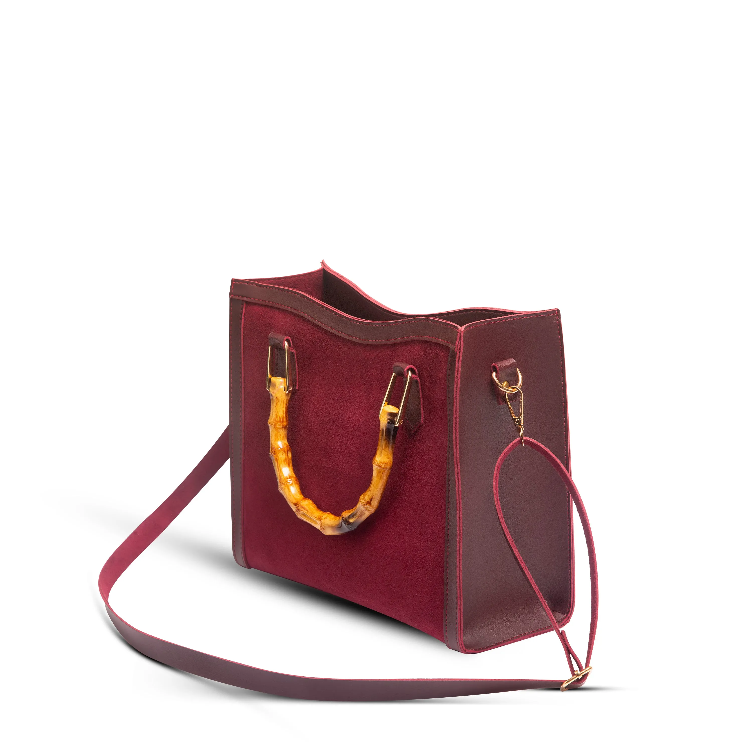 Wood Craft Suede bag maroon