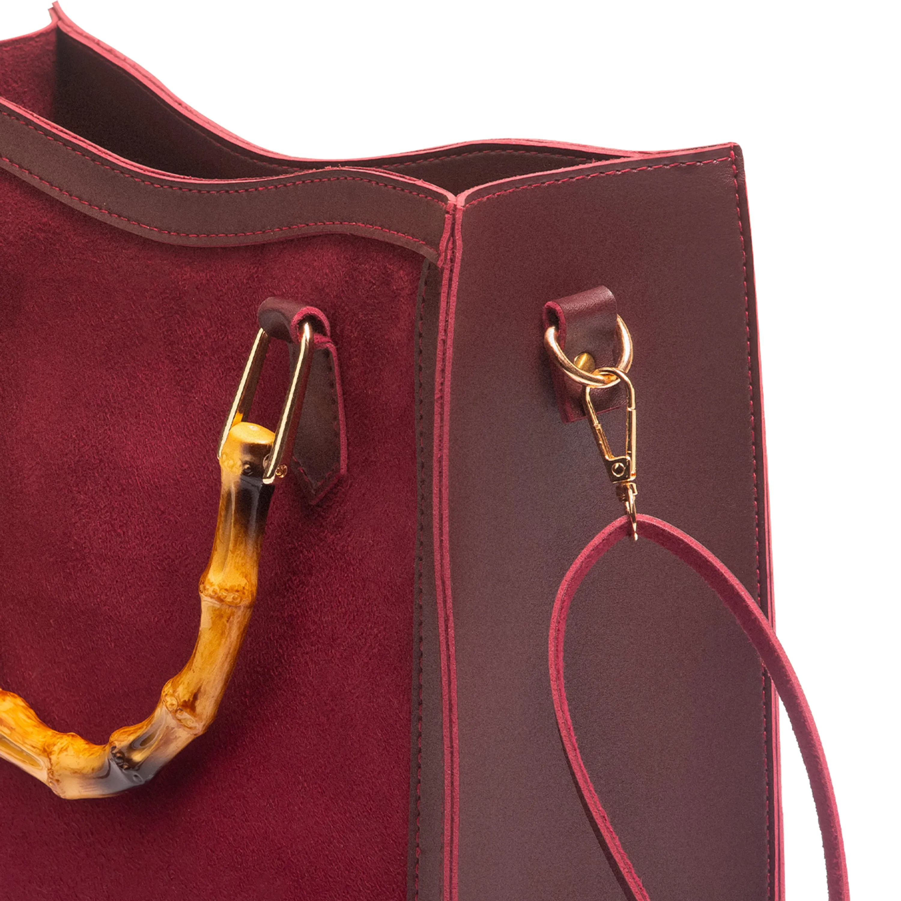 Wood Craft Suede bag maroon