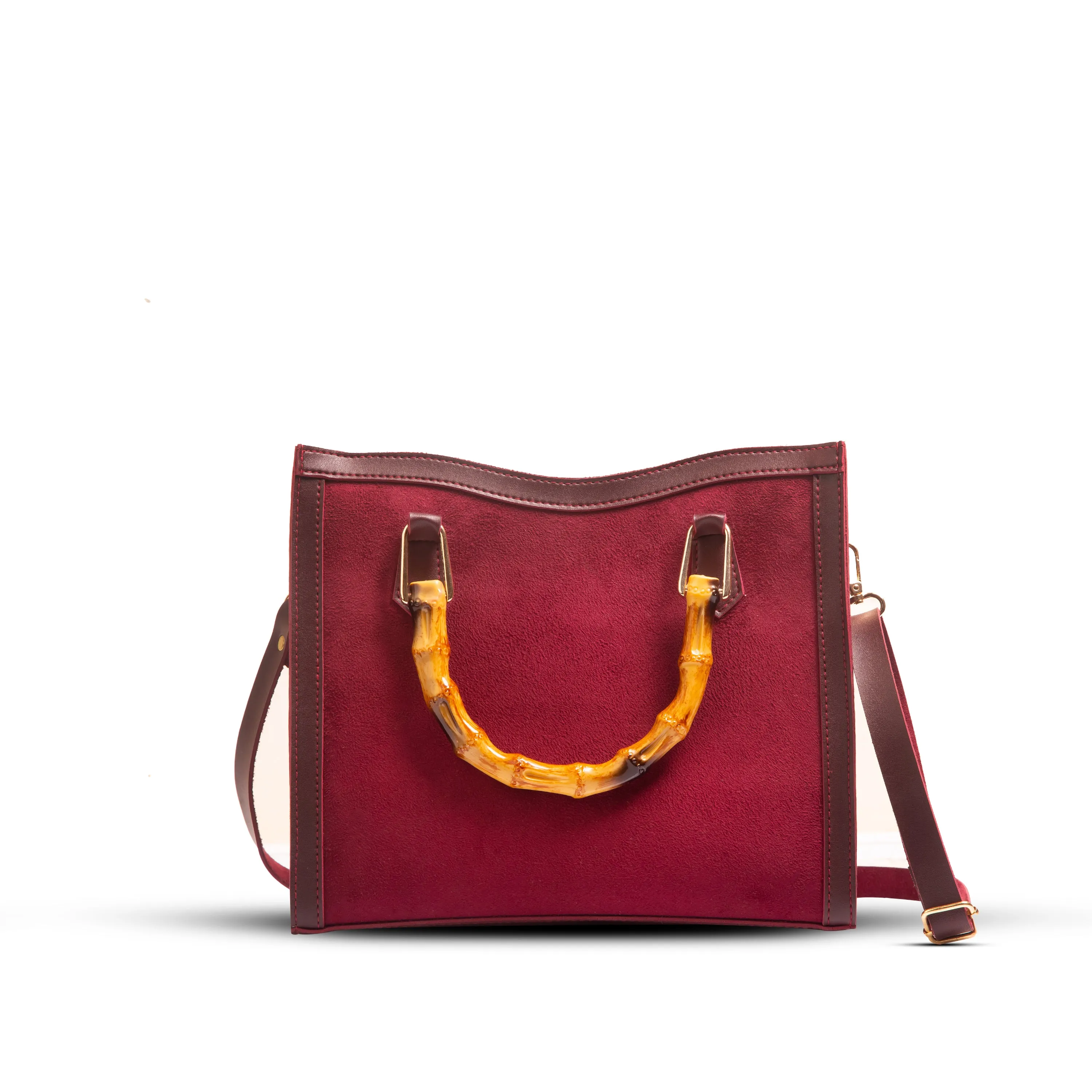 Wood Craft Suede bag maroon