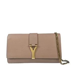 Y-Ligne Clutch in Nude Beige Leather GHW