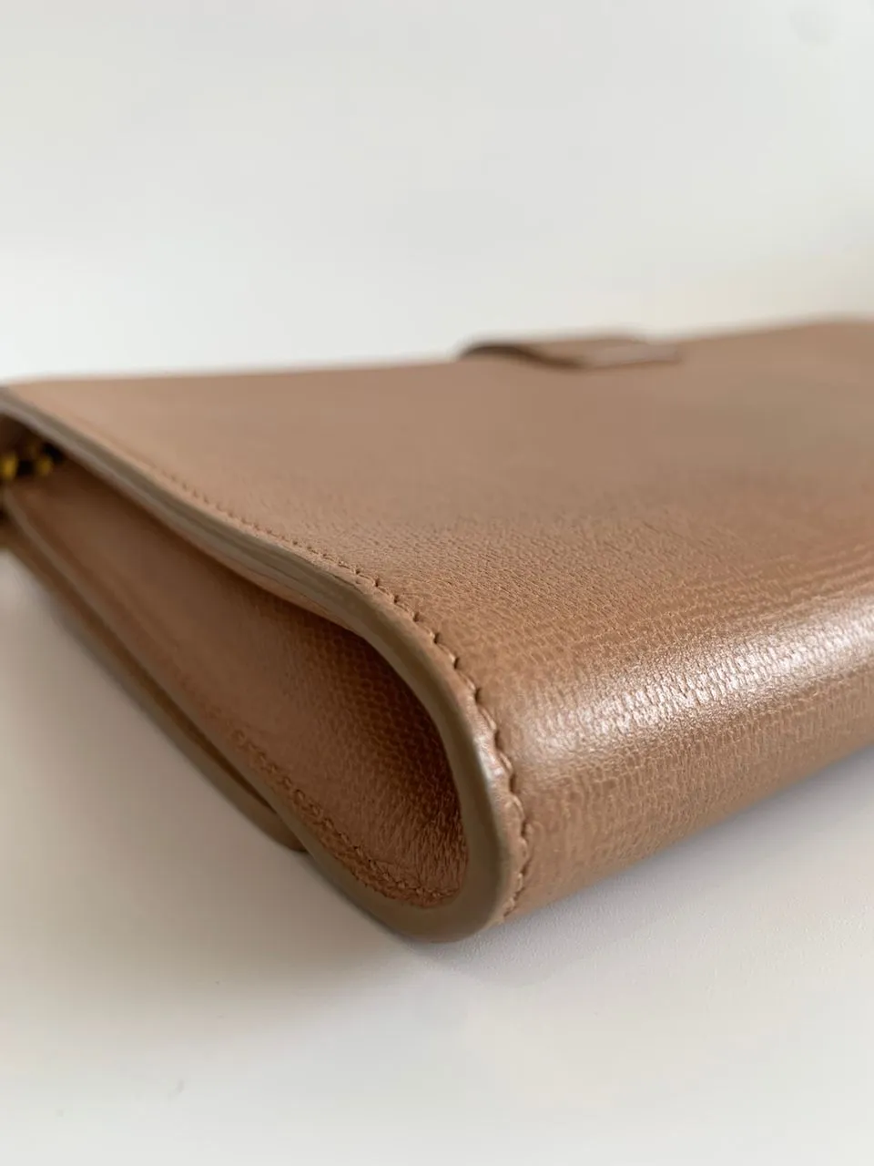 Y-Ligne Clutch in Nude Beige Leather GHW