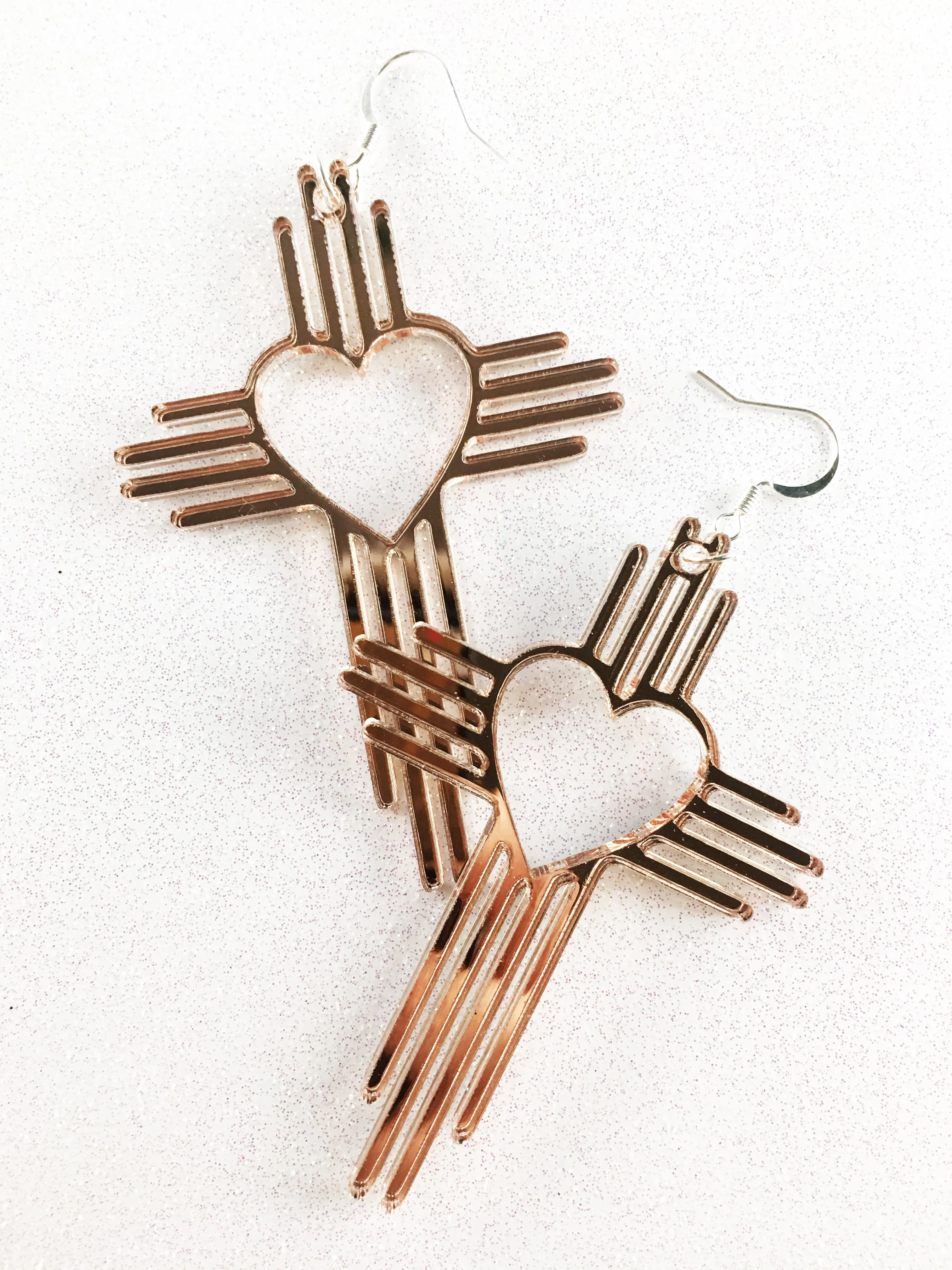 Zia Heart Cross Earrings  3