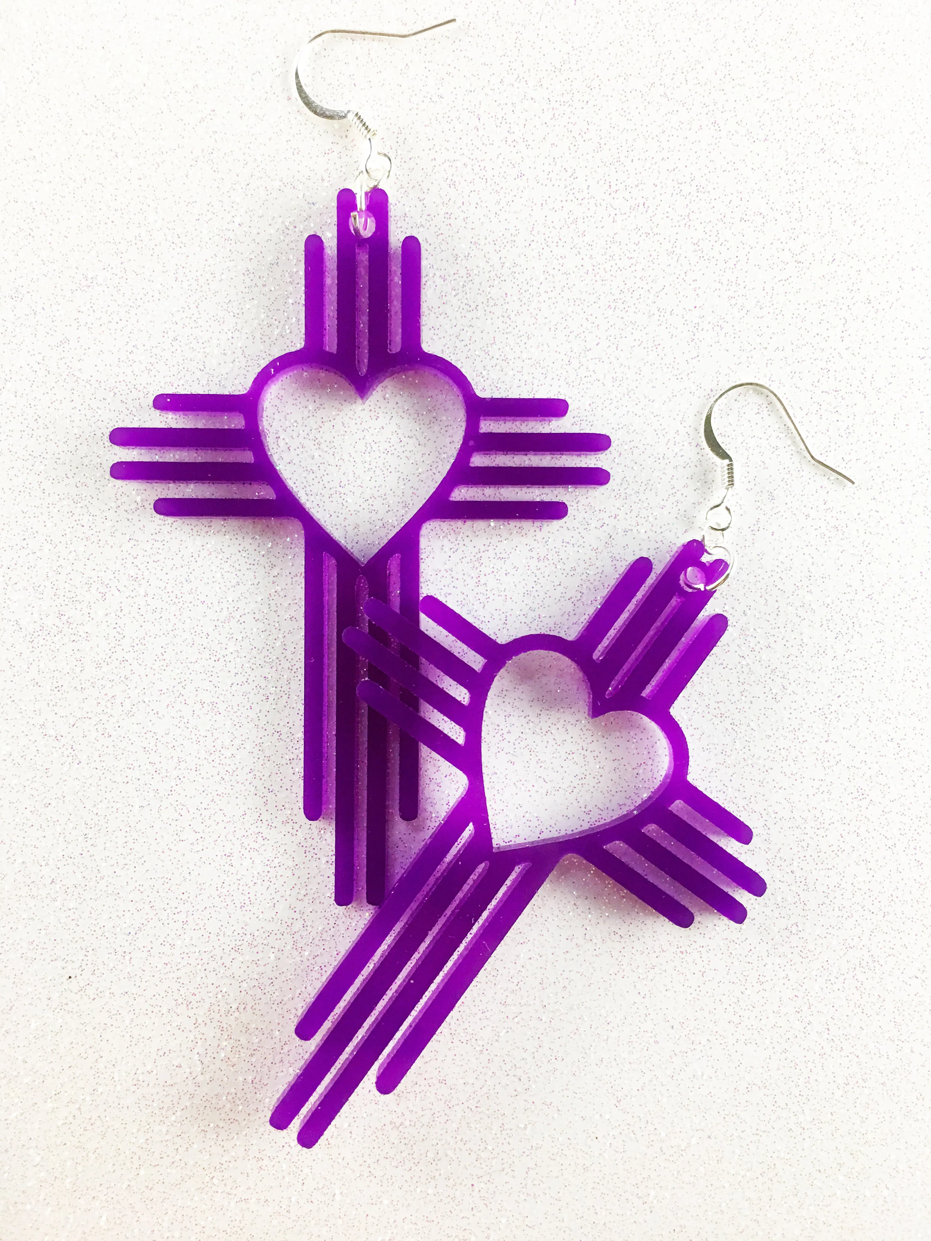 Zia Heart Cross Earrings  3