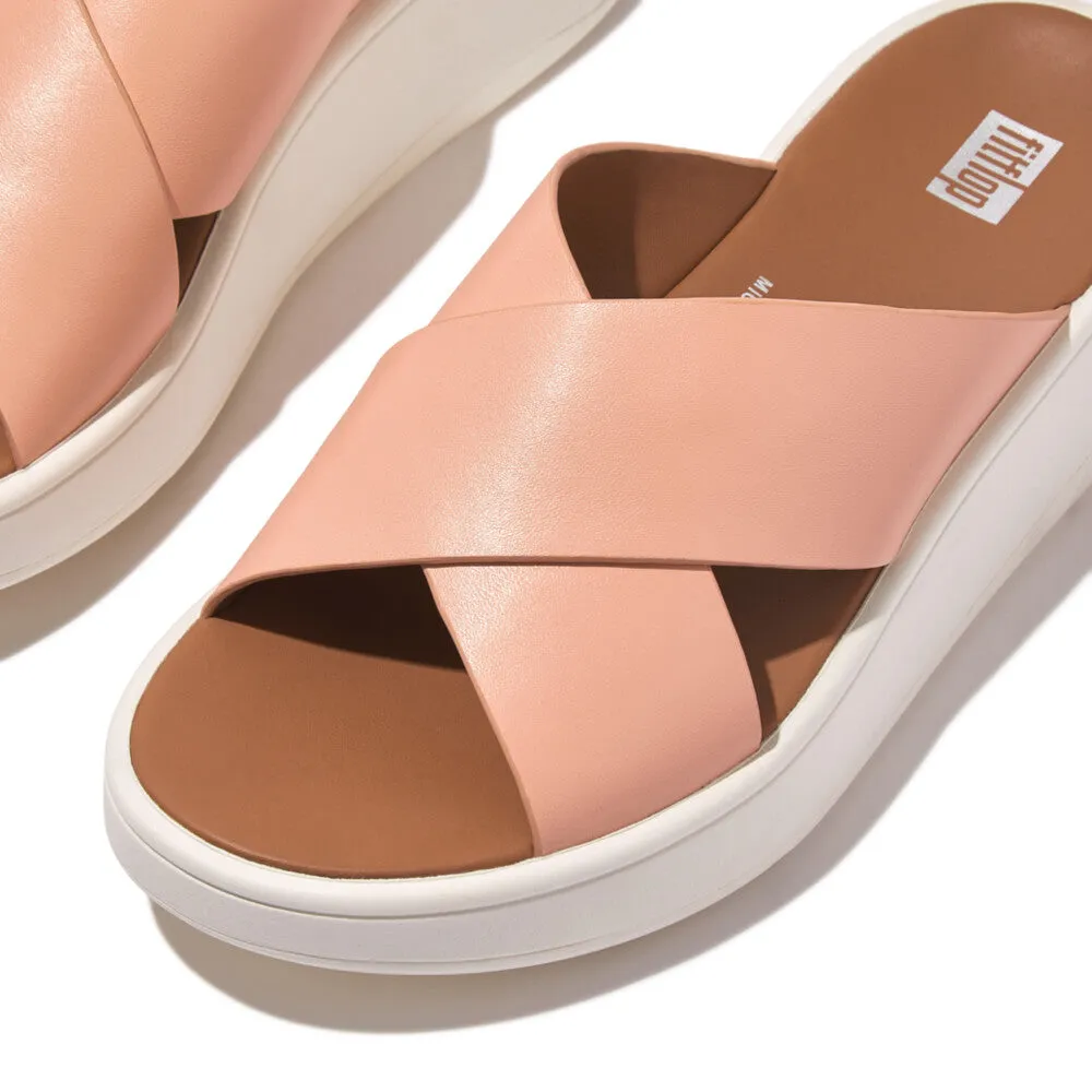 รองเท้าแตะแบบสวม ผู้หญิง รุ่น F-MODE LEATHER FLATFORM CROSS SLIDES